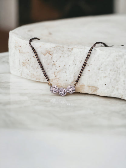 Gold Plated AD Mangalsutra with Black Beads