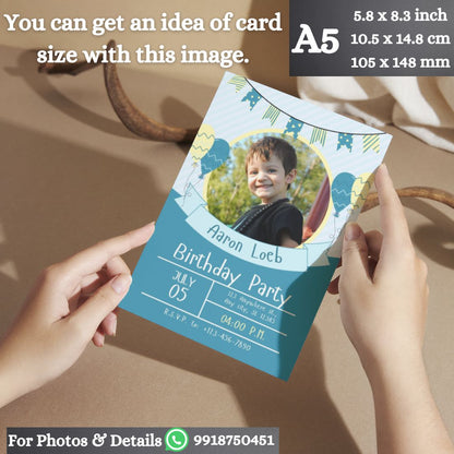 Custom Birthday Invitation Card for Kids with Envelopes | Pack of 12 | One side Printed