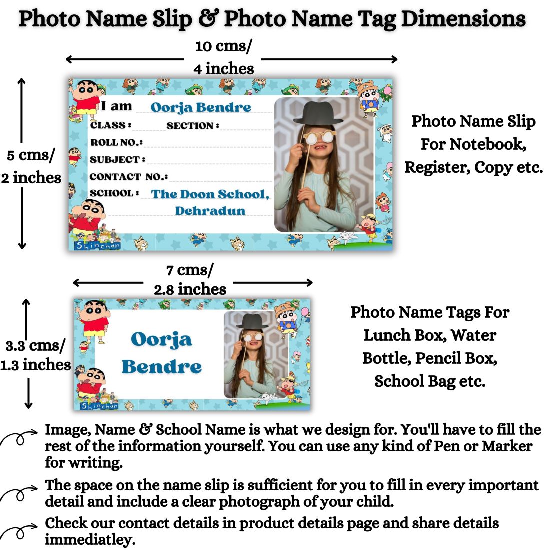 Kids Photo Name Slips & Tags | Pack of 63 | 36 Name Slips & 27 Tags