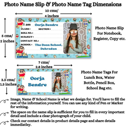 Kids Photo Name Slips & Tags | Pack of 63 | 36 Name Slips & 27 Tags