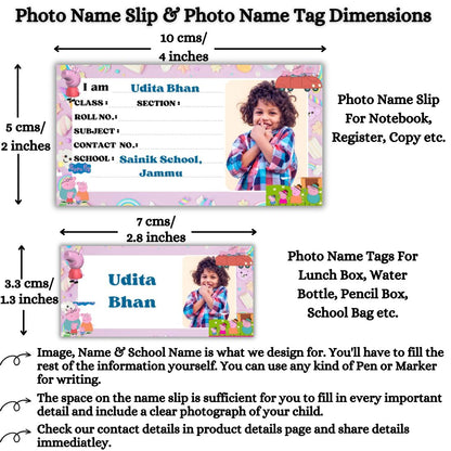 Kids Photo Name Slips & Tags | Pack of 63 | 36 Name Slips & 27 Tags