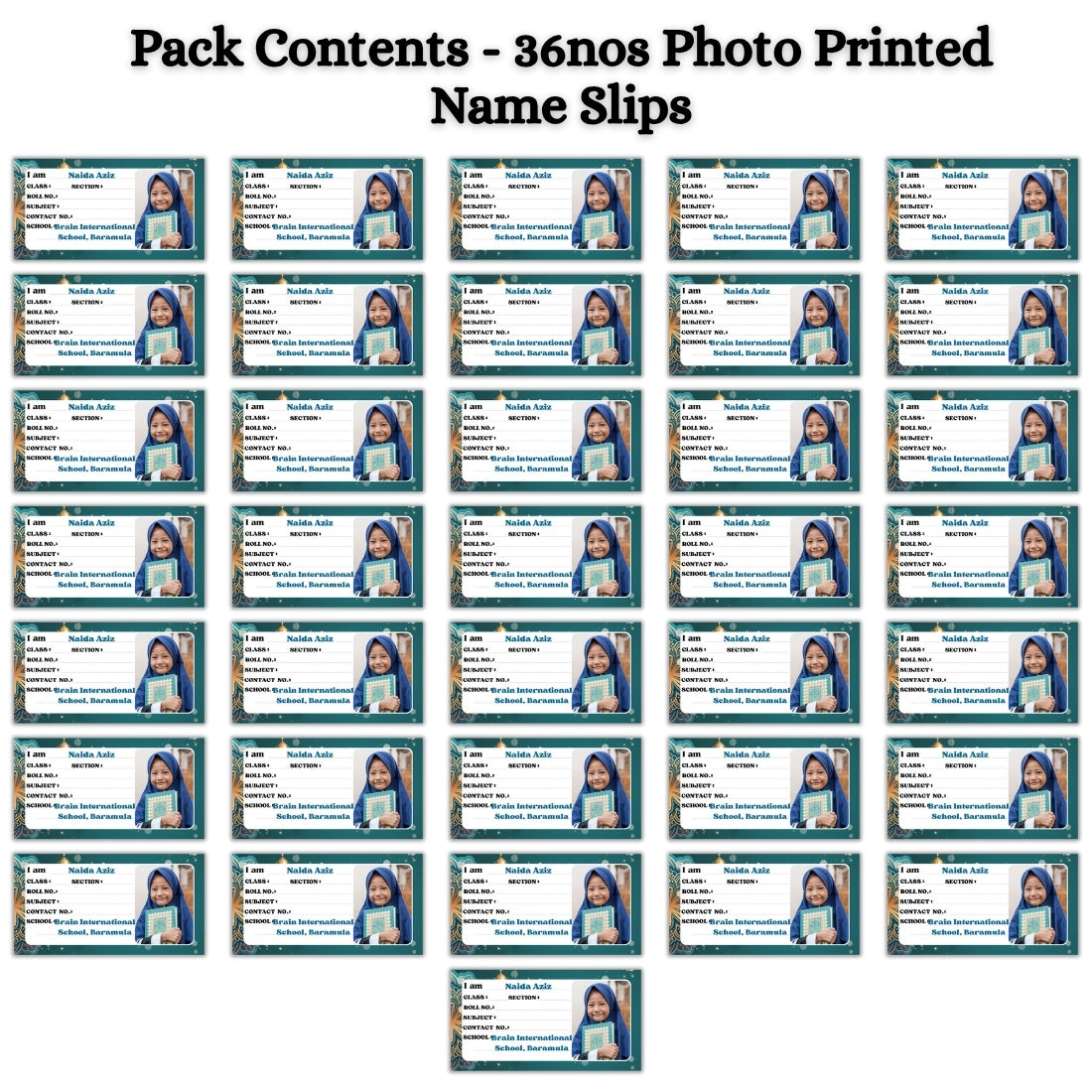 Kids Photo Name Slips Pack of 36