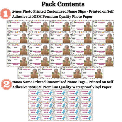 Kids Photo Name Slips & Tags | Pack of 49 | 24 Name Slips & 25 Tags