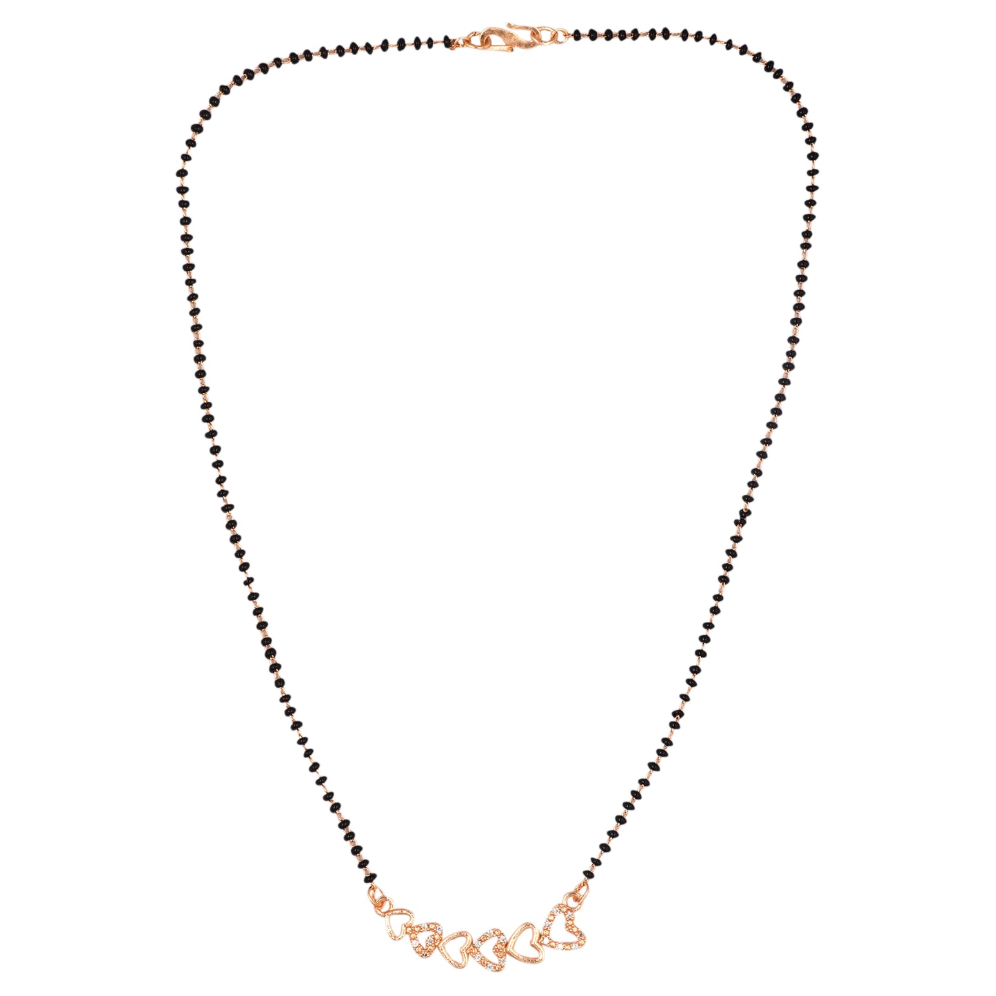 Gold Plated AD Mangalsutra with Black Beads