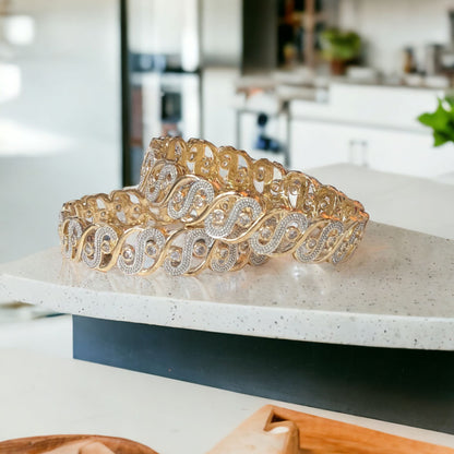 Gold Plated AD Kada Bangles Pair