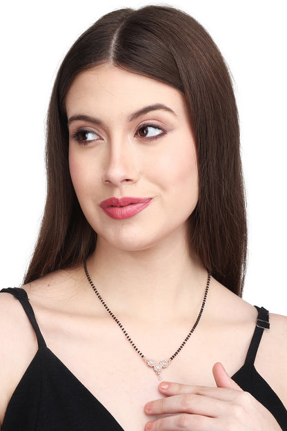 Gold Plated AD Mangalsutra with Black Beads