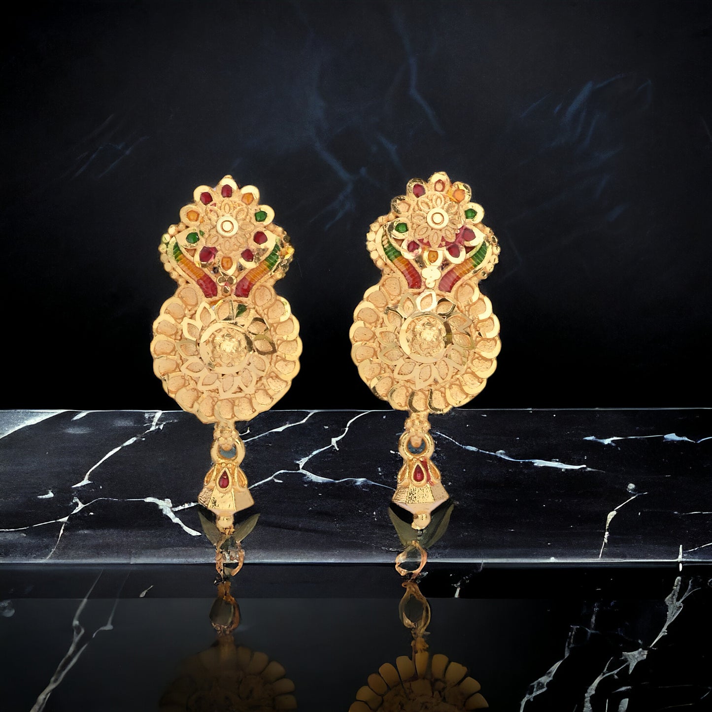 Gold Plated Meena Earrings Set