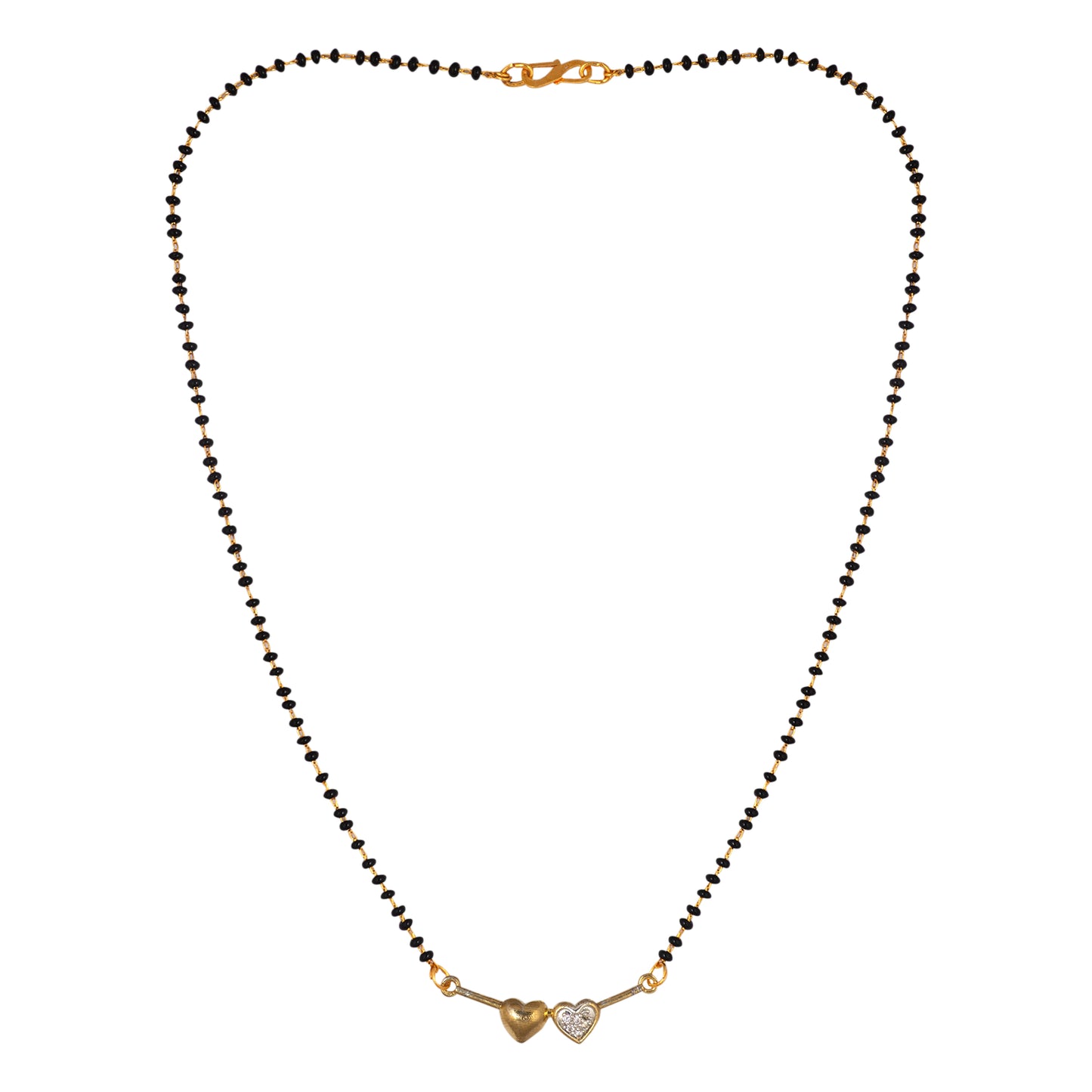 Gold Plated AD Mangalsutra with Black Beads
